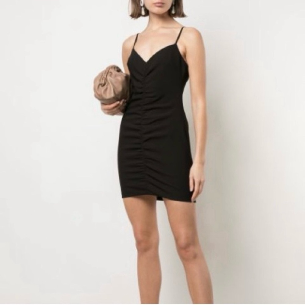 Likely Black Ruched Spaghetti Strap Mini Dress | Size 8